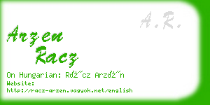 arzen racz business card